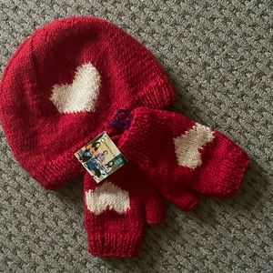 [Padhma Knits] Peruvian Heart Hat and Handwarmer Set